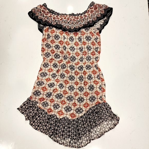 Aeropostale Black Cream MINI Off The Shoulders Sundress Women's Medium M EUC - Picture 6 of 16